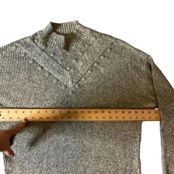 NWT LOFT Womens Grey Long Sleeve Ribbed Mock Neck Sweater Dress‎ Size Large - Picture 4 of 6